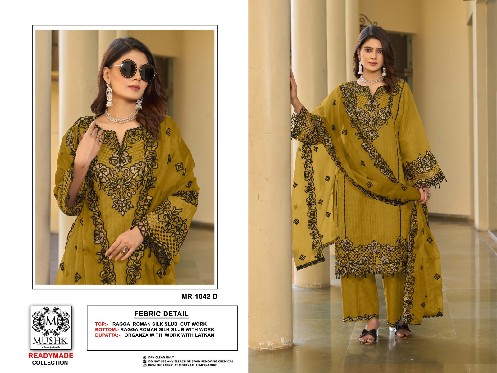 MR 1042 A To D By Mushk Raga Roman Silk Readymade Suits Wholesalers In Delhi